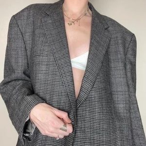 Vintage Ralph Lauren Wool gray plaid blazer